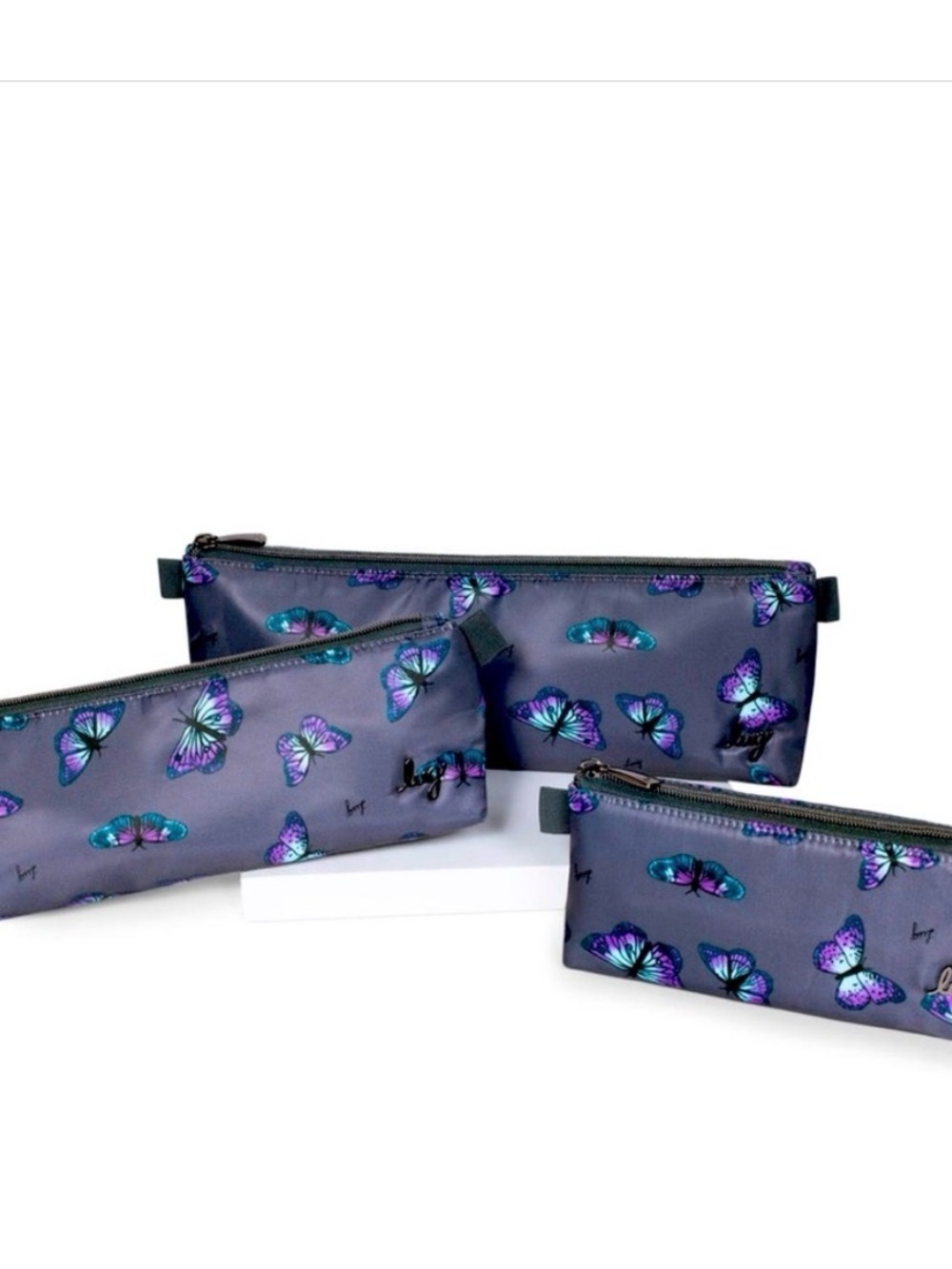 Lug Schooner set of 3 pouches in Butterfly Grey NWT